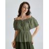 image:imageScarlet Darkness Women Renaissance Pirate Shirt Off Shoulder Blouse Ruffled Sleeve TopsOlive Green