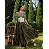 image:imageScarlet Darkness Women Renaissance Pirate Shirt Off Shoulder Blouse Ruffled Sleeve TopsOlive Green
