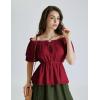 image:imageScarlet Darkness Women Renaissance Pirate Shirt Off Shoulder Blouse Ruffled Sleeve TopsWine