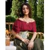 image:imageScarlet Darkness Women Renaissance Pirate Shirt Off Shoulder Blouse Ruffled Sleeve TopsWine