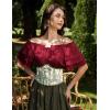 image:imageScarlet Darkness Women Renaissance Pirate Shirt Off Shoulder Blouse Ruffled Sleeve TopsWine