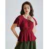 image:imageScarlet Darkness Women Renaissance Pirate Shirt Off Shoulder Blouse Ruffled Sleeve TopsWine