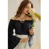 image:imageScarlet Darkness Women Renaissance Shirt Off Shoulder Bell Sleeve Ruffle Casual Loose Peasant TopsBlack