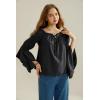 image:imageScarlet Darkness Women Renaissance Shirt Off Shoulder Bell Sleeve Ruffle Casual Loose Peasant TopsBlack