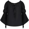 image:imageScarlet Darkness Women Renaissance Shirt Off Shoulder Bell Sleeve Ruffle Casual Loose Peasant TopsBlack