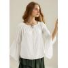 image:imageScarlet Darkness Women Renaissance Shirt Off Shoulder Bell Sleeve Ruffle Casual Loose Peasant TopsIvory