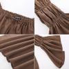 image:imageScarlet Darkness Women Renaissance Shirt Off Shoulder Bell Sleeve Ruffle Casual Loose Peasant TopsTobacco Brown