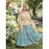 image:imageScarlet Darkness Women Renaissance Shirt Off Shoulder Bell Sleeve Smocked Waist Tops BlouseApricot