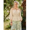 image:imageScarlet Darkness Women Renaissance Shirt Off Shoulder Bell Sleeve Smocked Waist Tops BlouseApricot