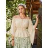 image:imageScarlet Darkness Women Renaissance Shirt Off Shoulder Bell Sleeve Smocked Waist Tops BlouseApricot
