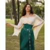 image:imageScarlet Darkness Women Renaissance Shirt Off Shoulder Bell Sleeve Smocked Waist Tops BlouseApricot