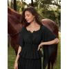 image:imageScarlet Darkness Women Renaissance Shirt Off Shoulder Bell Sleeve Smocked Waist Tops BlouseBlack