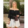 image:imageScarlet Darkness Women Renaissance Shirt Off Shoulder Bell Sleeve Smocked Waist Tops BlouseBlack
