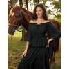 image:imageScarlet Darkness Women Renaissance Shirt Off Shoulder Bell Sleeve Smocked Waist Tops BlouseBlack