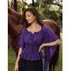 image:imageScarlet Darkness Women Renaissance Shirt Off Shoulder Bell Sleeve Smocked Waist Tops BlouseDark Purple