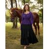 image:imageScarlet Darkness Women Renaissance Shirt Off Shoulder Bell Sleeve Smocked Waist Tops BlouseDark Purple