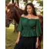 image:imageScarlet Darkness Women Renaissance Shirt Off Shoulder Bell Sleeve Smocked Waist Tops BlouseGreen