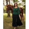 image:imageScarlet Darkness Women Renaissance Shirt Off Shoulder Bell Sleeve Smocked Waist Tops BlouseGreen