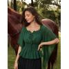 image:imageScarlet Darkness Women Renaissance Shirt Off Shoulder Bell Sleeve Smocked Waist Tops BlouseGreen