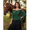 image:imageScarlet Darkness Women Renaissance Shirt Off Shoulder Bell Sleeve Smocked Waist Tops BlouseGreen