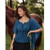 image:imageScarlet Darkness Women Renaissance Shirt Off Shoulder Bell Sleeve Smocked Waist Tops BlouseNavy Blue