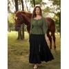 image:imageScarlet Darkness Women Renaissance Shirt Off Shoulder Bell Sleeve Smocked Waist Tops BlouseOlive Green