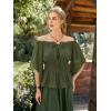 image:imageScarlet Darkness Women Renaissance Shirt Off Shoulder Bell Sleeve Smocked Waist Tops BlouseOlive Green