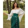 image:imageScarlet Darkness Women Renaissance Shirt Off Shoulder Bell Sleeve Smocked Waist Tops BlouseWhite