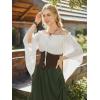 image:imageScarlet Darkness Women Renaissance Shirt Off Shoulder Bell Sleeve Smocked Waist Tops BlouseWhite
