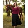 image:imageScarlet Darkness Women Renaissance Shirt Off Shoulder Bell Sleeve Smocked Waist Tops BlouseWine