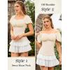 image:imageScarlet Darkness Women Renaissance Shirt Off Shoulder Flutter Short Sleeve Top Summer Square Neck Peasant BlouseBeige