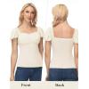 image:imageScarlet Darkness Women Renaissance Shirt Off Shoulder Flutter Short Sleeve Top Summer Square Neck Peasant BlouseBeige