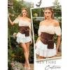 image:imageScarlet Darkness Women Renaissance Shirt Off Shoulder Flutter Short Sleeve Top Summer Square Neck Peasant BlouseBeige