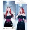 image:imageScarlet Darkness Women Renaissance Shirt Off Shoulder Flutter Short Sleeve Top Summer Square Neck Peasant BlouseBlack