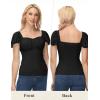 image:imageScarlet Darkness Women Renaissance Shirt Off Shoulder Flutter Short Sleeve Top Summer Square Neck Peasant BlouseBlack