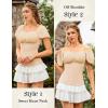 image:imageScarlet Darkness Women Renaissance Shirt Off Shoulder Flutter Short Sleeve Top Summer Square Neck Peasant BlouseCream