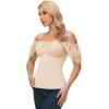 image:imageScarlet Darkness Women Renaissance Shirt Off Shoulder Flutter Short Sleeve Top Summer Square Neck Peasant BlouseCream