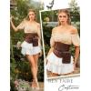 image:imageScarlet Darkness Women Renaissance Shirt Off Shoulder Flutter Short Sleeve Top Summer Square Neck Peasant BlouseCream