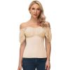 image:imageScarlet Darkness Women Renaissance Shirt Off Shoulder Flutter Short Sleeve Top Summer Square Neck Peasant BlouseCream