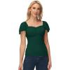 image:imageScarlet Darkness Women Renaissance Shirt Off Shoulder Flutter Short Sleeve Top Summer Square Neck Peasant BlouseDark Green
