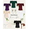 image:imageScarlet Darkness Women Renaissance Shirt Off Shoulder Flutter Short Sleeve Top Summer Square Neck Peasant BlouseDark Green