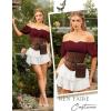 image:imageScarlet Darkness Women Renaissance Shirt Off Shoulder Flutter Short Sleeve Top Summer Square Neck Peasant BlouseDark Red