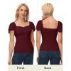 image:imageScarlet Darkness Women Renaissance Shirt Off Shoulder Flutter Short Sleeve Top Summer Square Neck Peasant BlouseDark Red