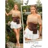 image:imageScarlet Darkness Women Renaissance Shirt Off Shoulder Flutter Short Sleeve Top Summer Square Neck Peasant BlouseKhaki
