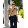 image:imageScarlet Darkness Women Renaissance Shirt Off Shoulder Flutter Short Sleeve Top Summer Square Neck Peasant BlouseKhaki
