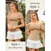 image:imageScarlet Darkness Women Renaissance Shirt Off Shoulder Flutter Short Sleeve Top Summer Square Neck Peasant BlouseKhaki