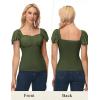 image:imageScarlet Darkness Women Renaissance Shirt Off Shoulder Flutter Short Sleeve Top Summer Square Neck Peasant BlouseOlive Green