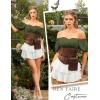image:imageScarlet Darkness Women Renaissance Shirt Off Shoulder Flutter Short Sleeve Top Summer Square Neck Peasant BlouseOlive Green