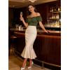image:imageScarlet Darkness Women Renaissance Shirt Off Shoulder Flutter Short Sleeve Top Summer Square Neck Peasant BlouseOlive Green