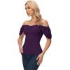 image:imageScarlet Darkness Women Renaissance Shirt Off Shoulder Flutter Short Sleeve Top Summer Square Neck Peasant BlousePurple